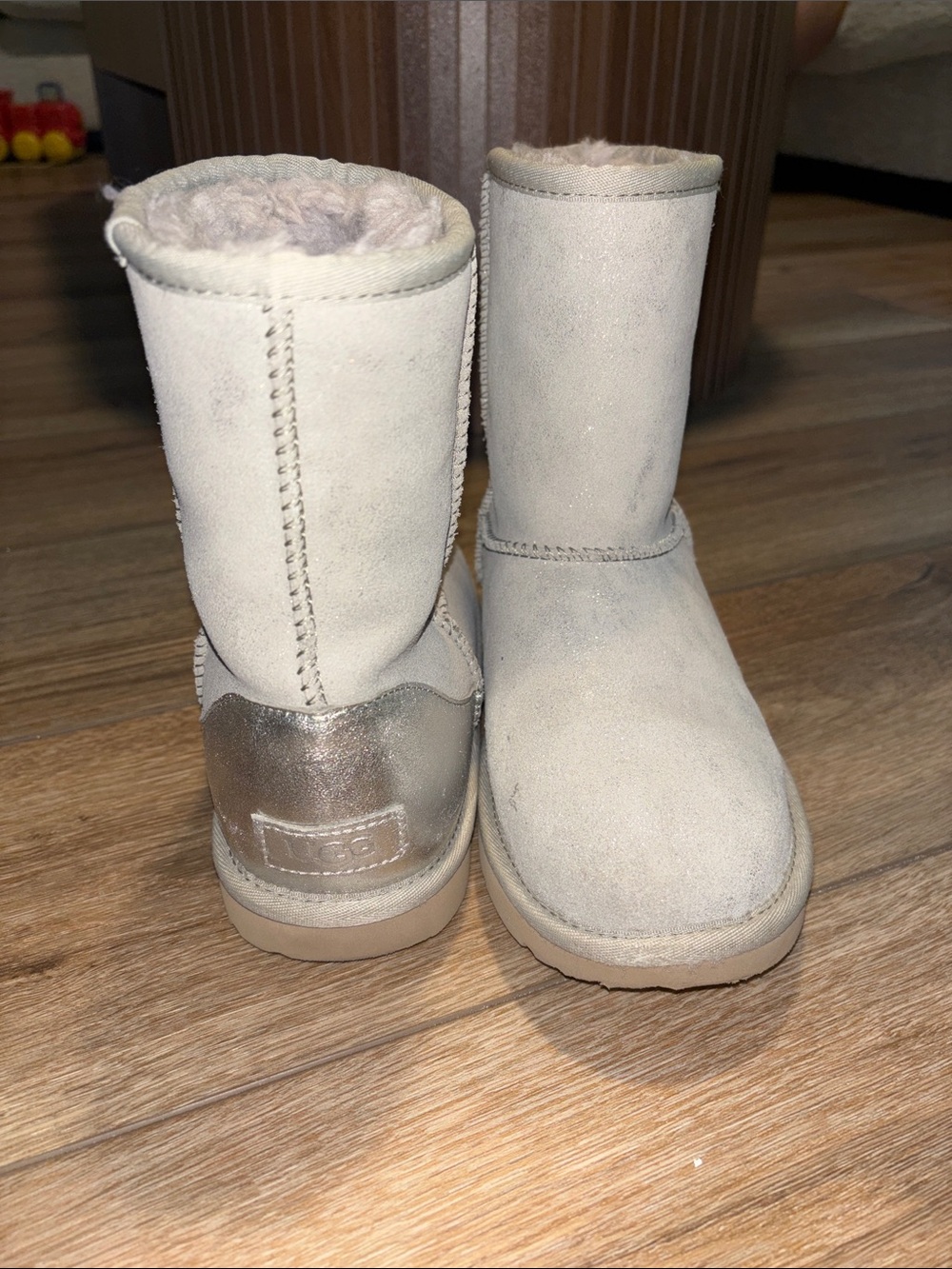 UGG Short Boots in Light Gray Glitter